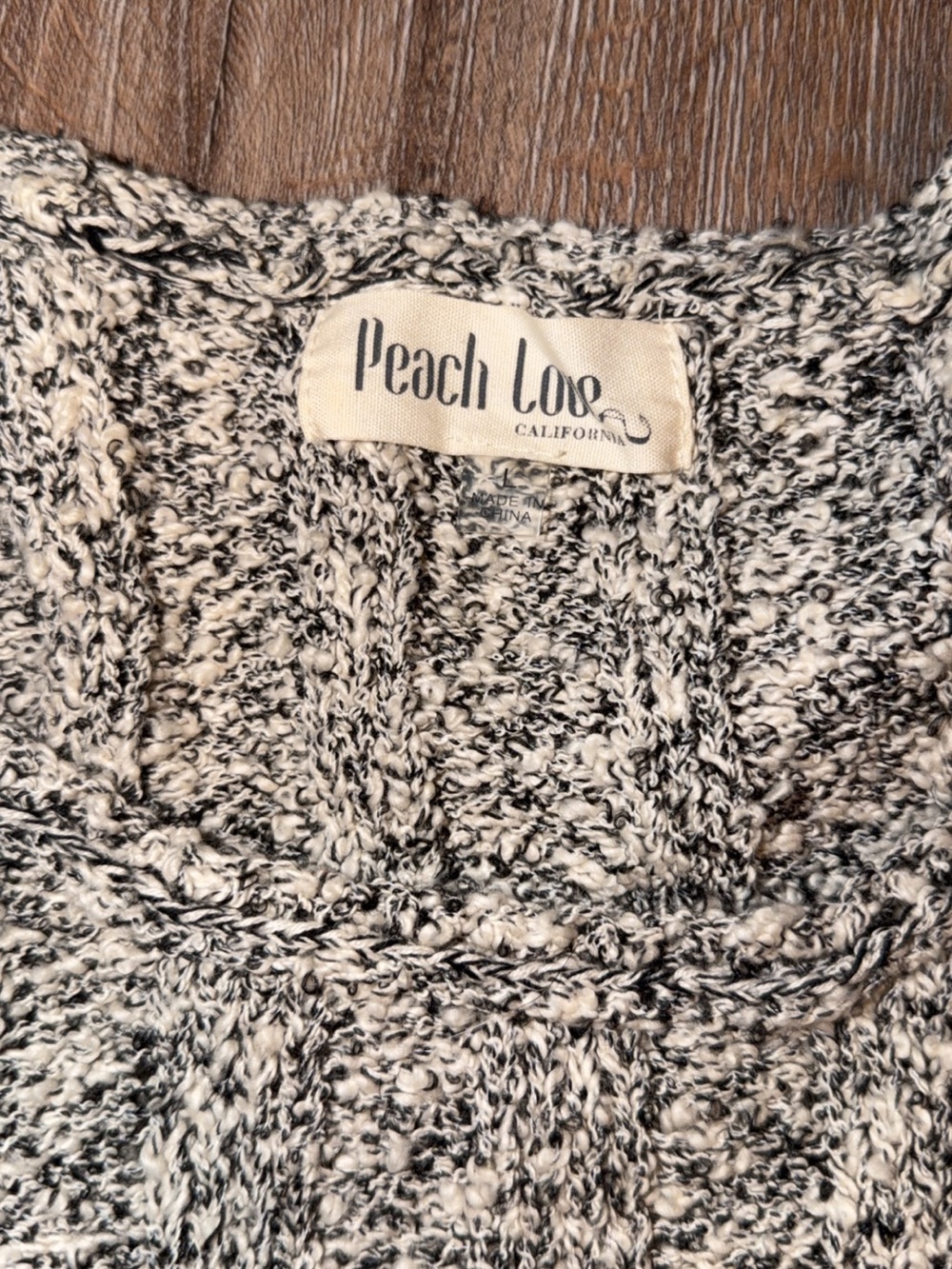 Peach Love California Black & White Marled Crewneck CropTop Sweater